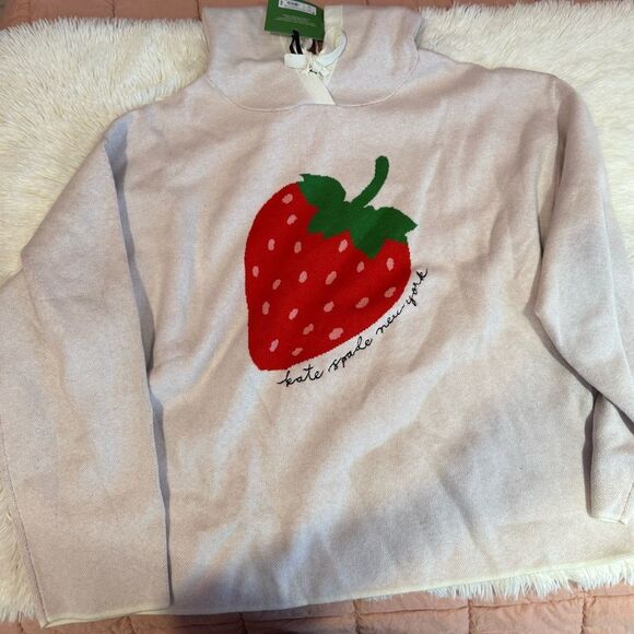 Kate Spade White Hoodie with Red Strawberry Design - Picture 5 of 8
